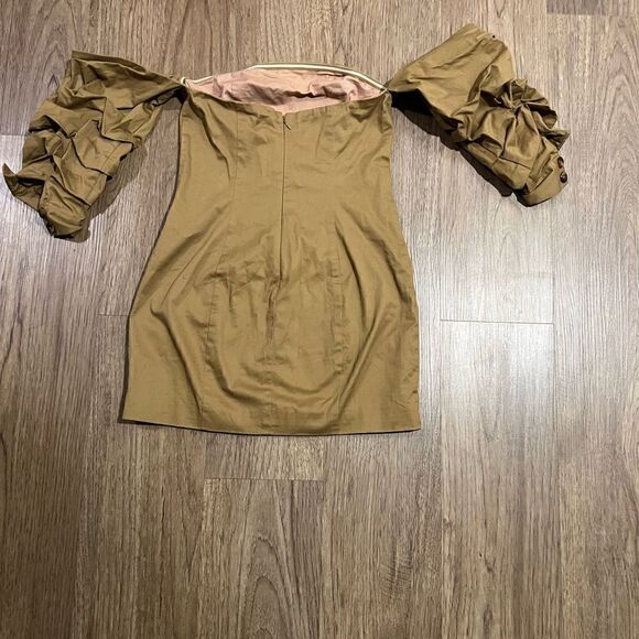majorelle Double-Breasted khaki off shoulder Dress - Picture 4 of 10